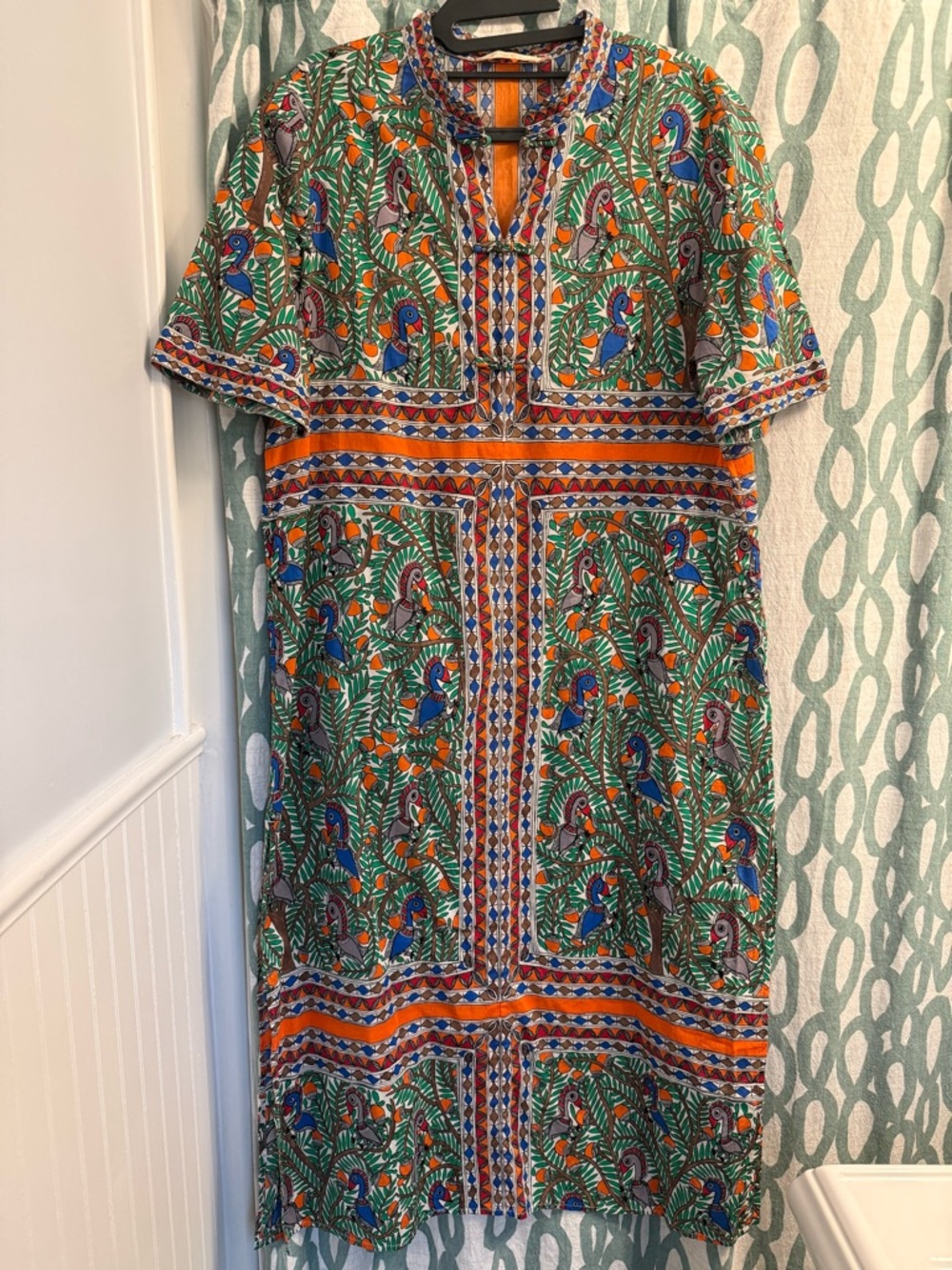 Tory Burch cotton voile cover up dress bird print size Large L